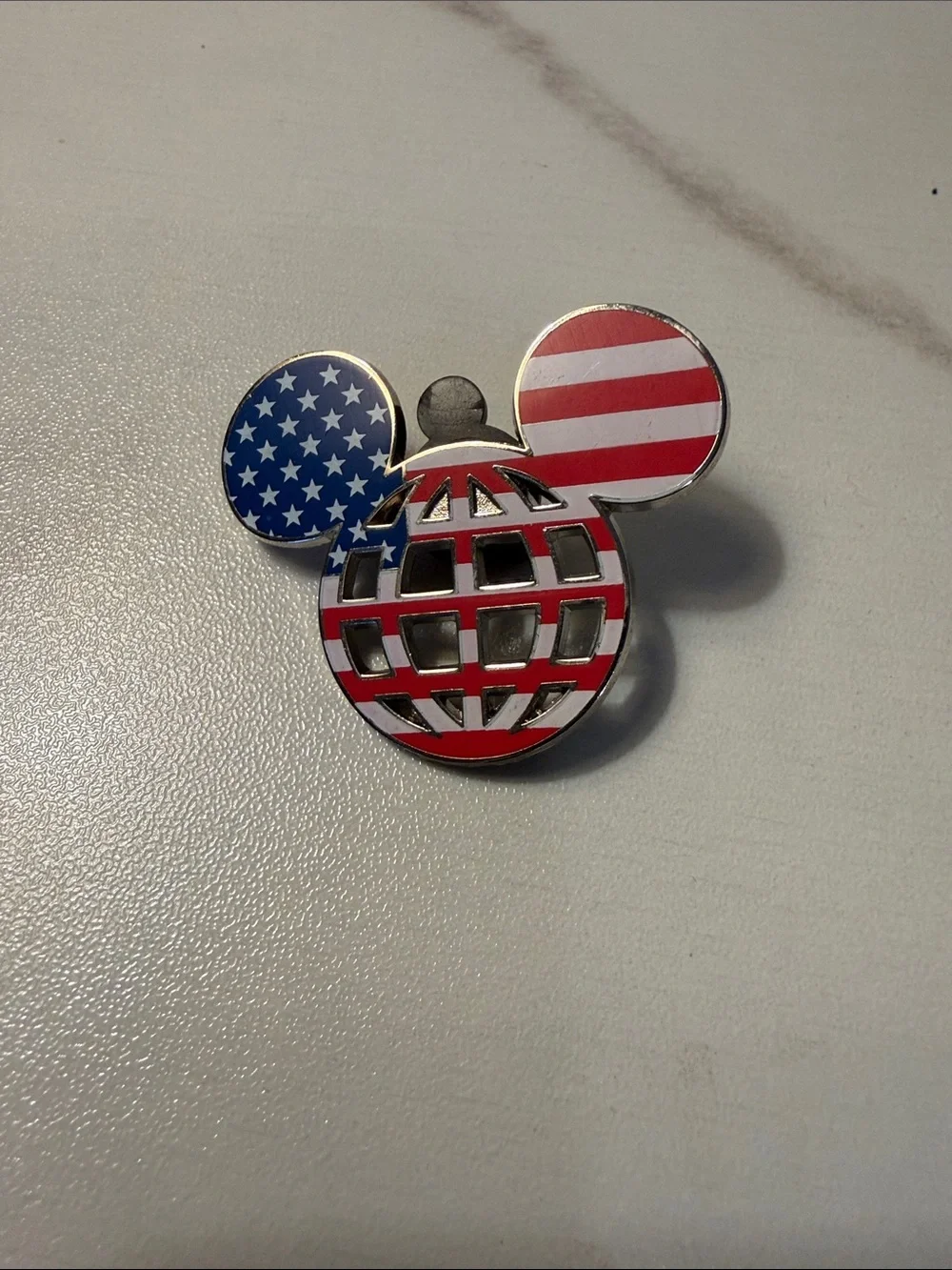 Disney Patriotic Mickey Globe Enamel Pin - Red, White, Blue Trading Pin 2016